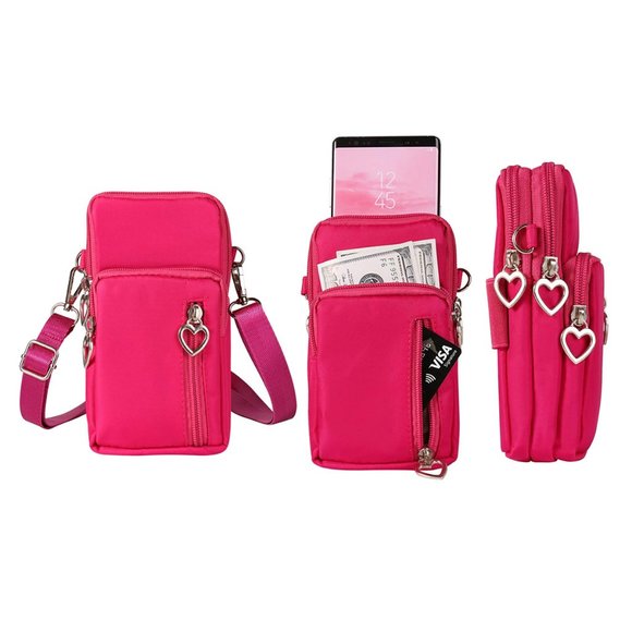 Mini Cross-Body Women's Shoulder Strap Cell Phone Wallet Pouch Bag Purse (Pink) - Picture 1 of 3